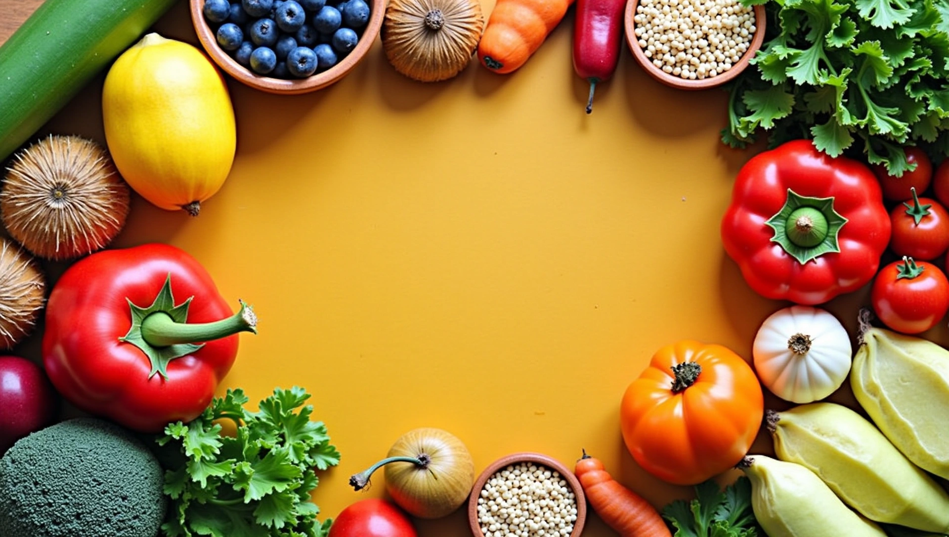 Arreglo vibrante de alimentos frescos y saludables